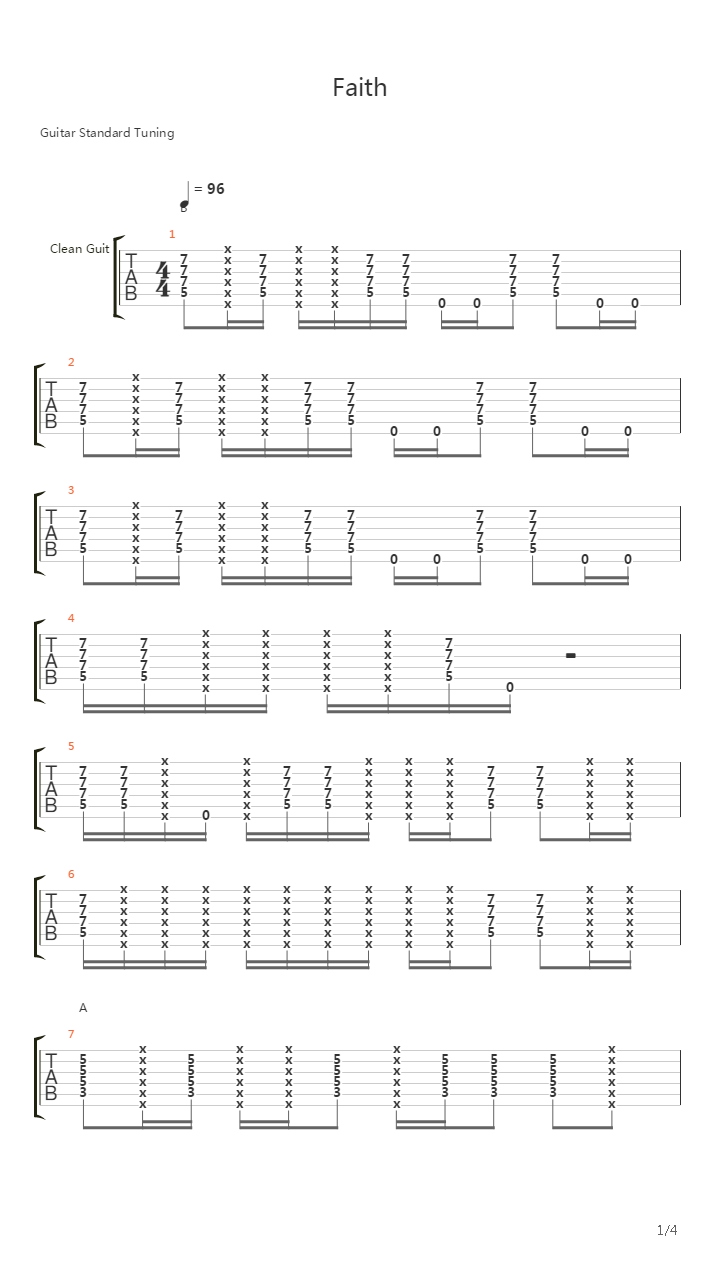 Faith吉他谱