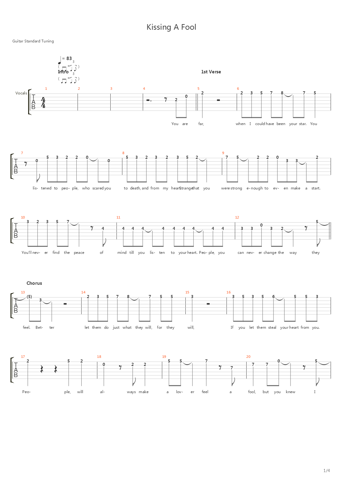 Kissing A Fool吉他谱