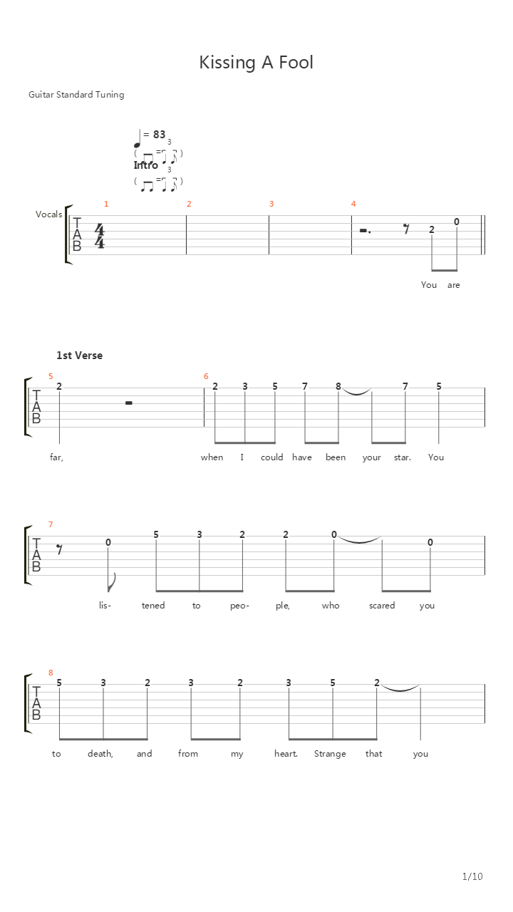 Kissing A Fool吉他谱