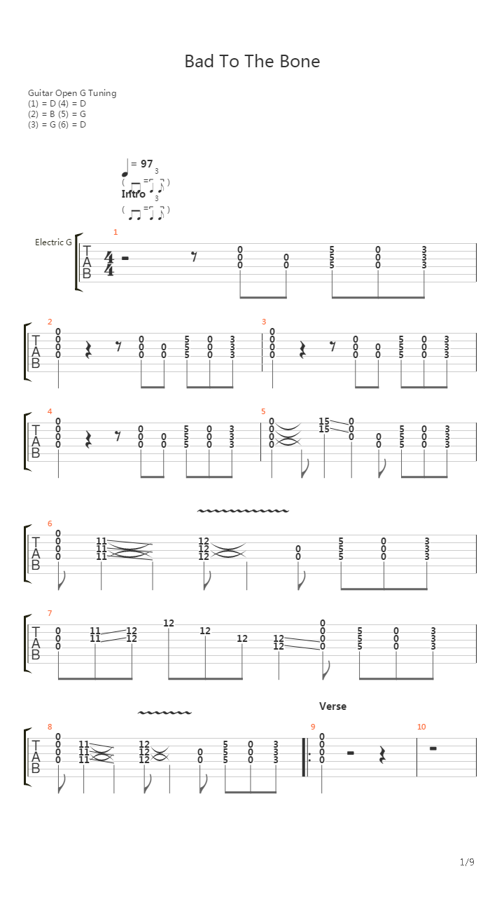 Bad To The Bone吉他谱