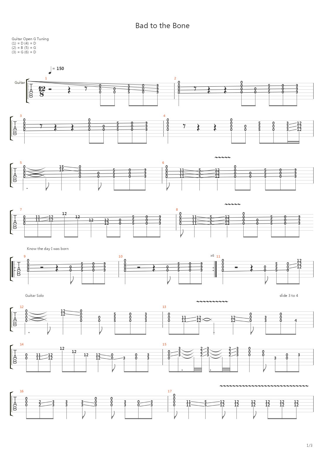 Bad To The Bone吉他谱