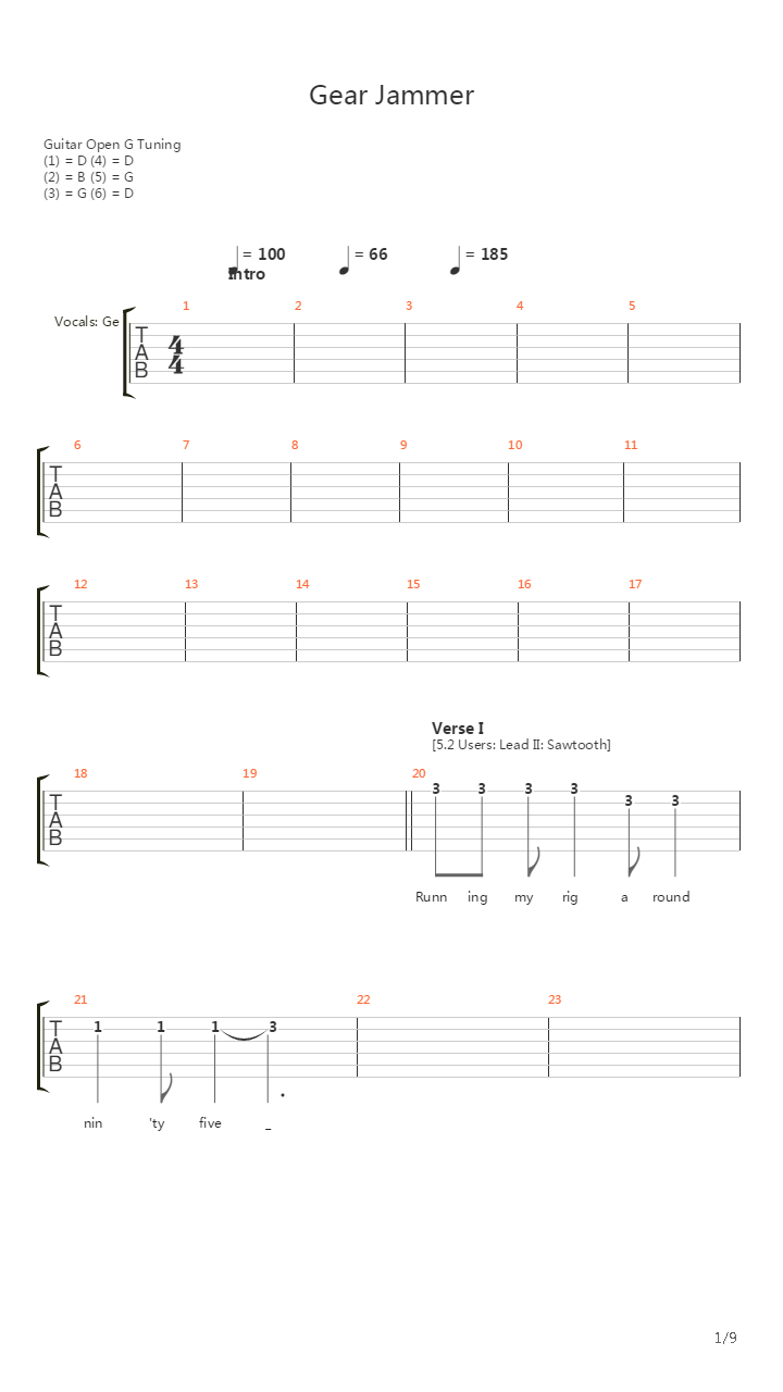 Gear Jammer吉他谱