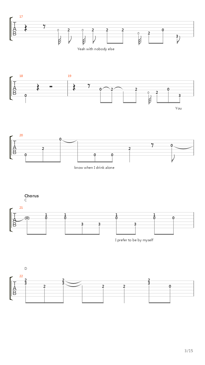 I Drink Alone吉他谱