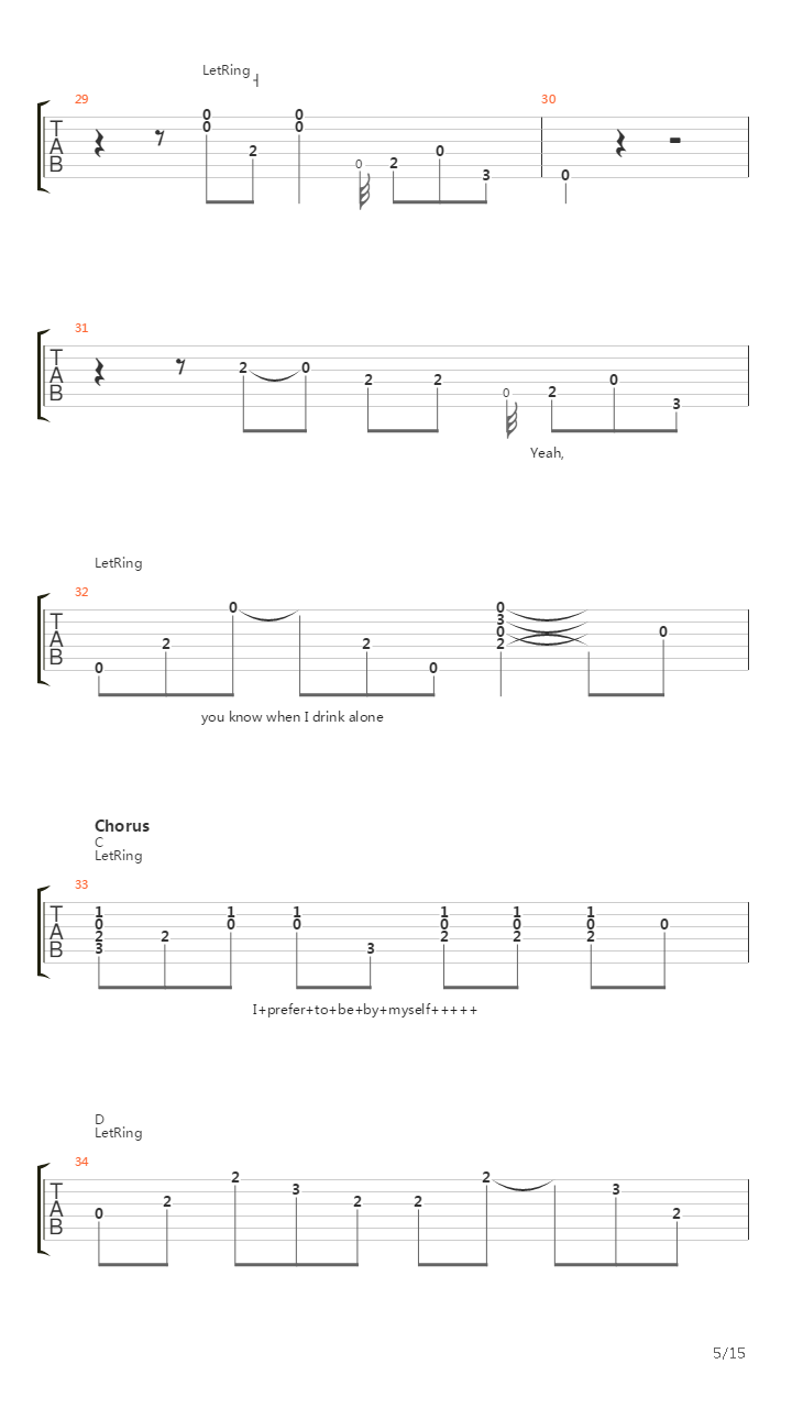 I Drink Alone吉他谱
