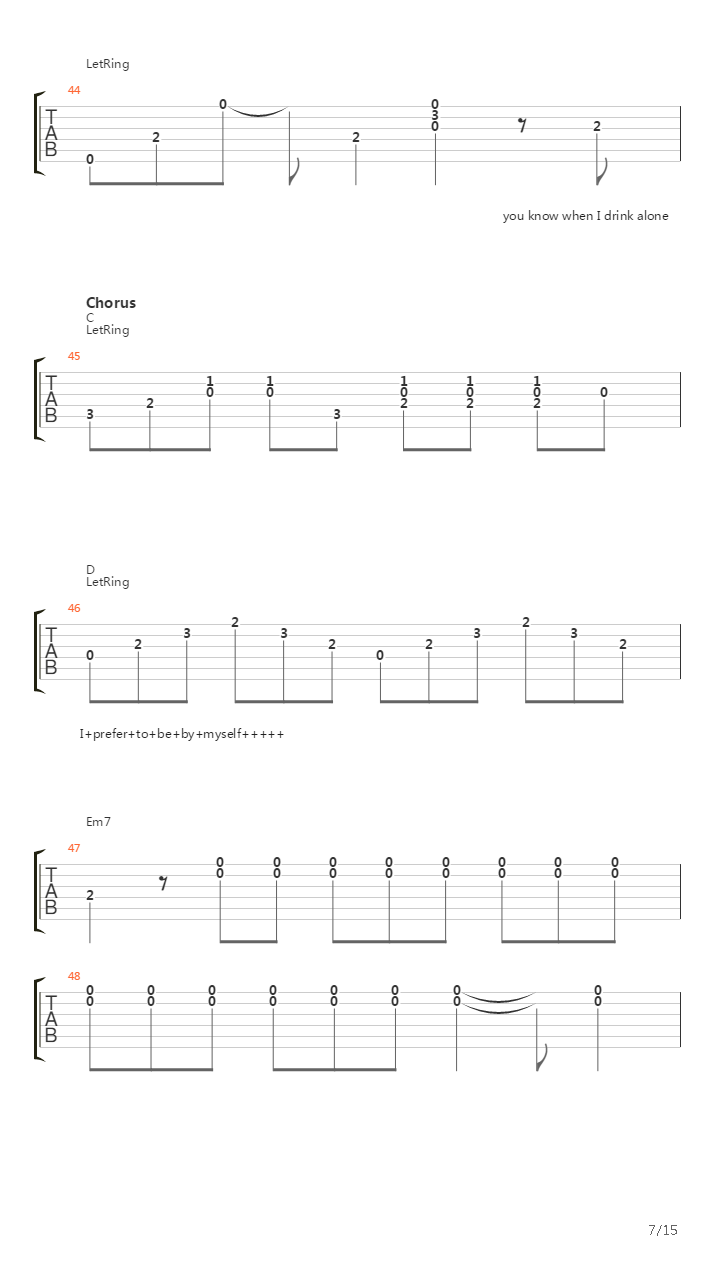 I Drink Alone吉他谱