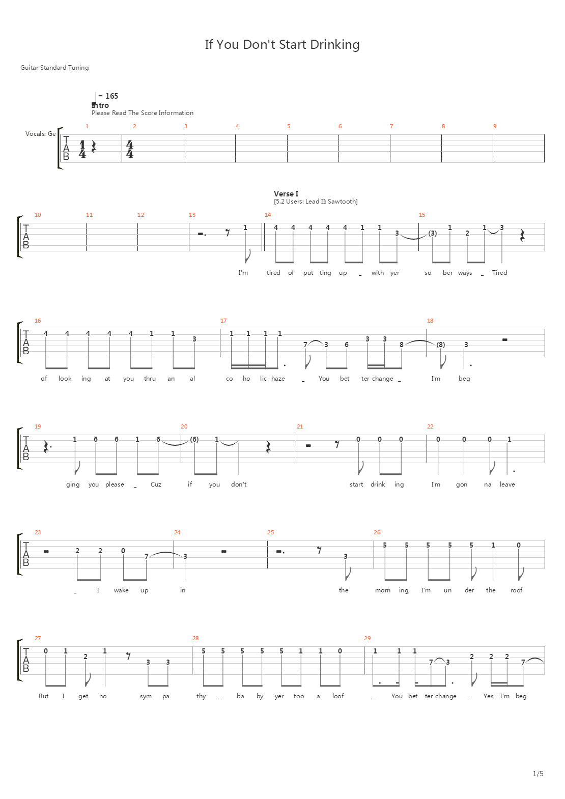 If You Dont Start Drinking吉他谱