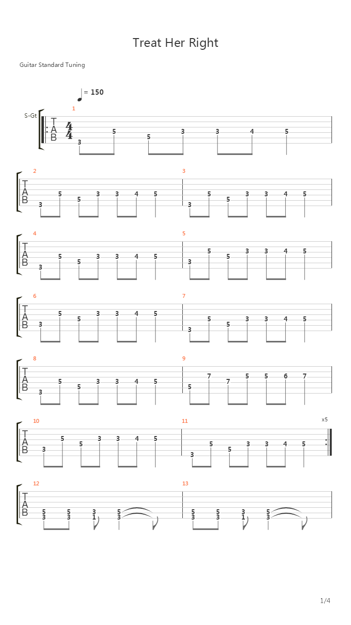 Treat Her Right吉他谱
