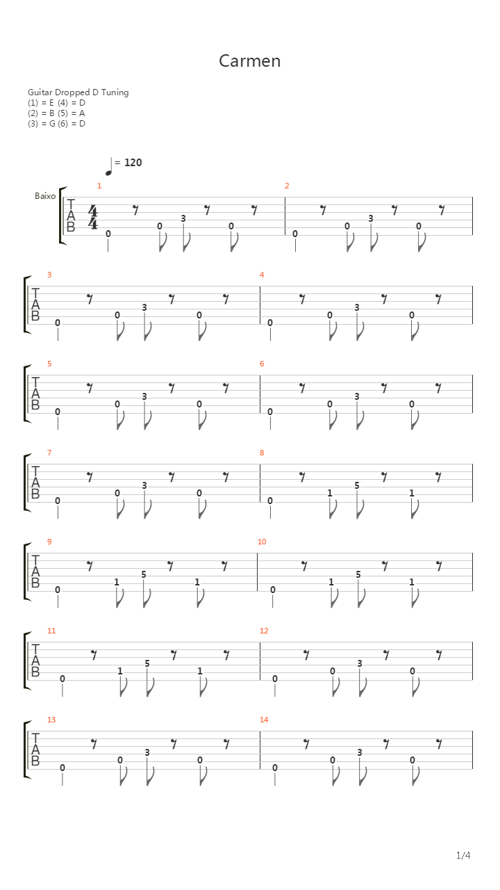 Carmen吉他谱