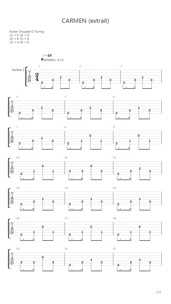 Carmen吉他谱