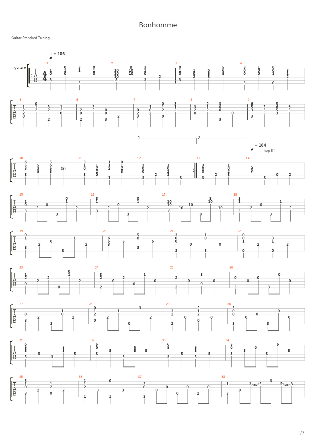 Bonhomme吉他谱