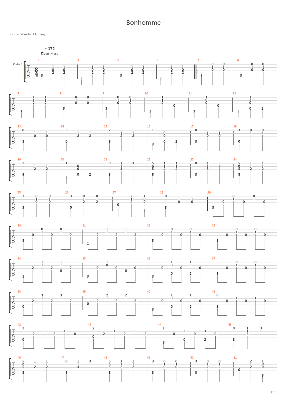 Bonhomme吉他谱