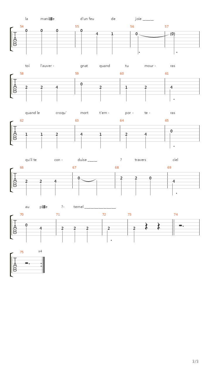 Chanson Pour Lauvergnat吉他谱