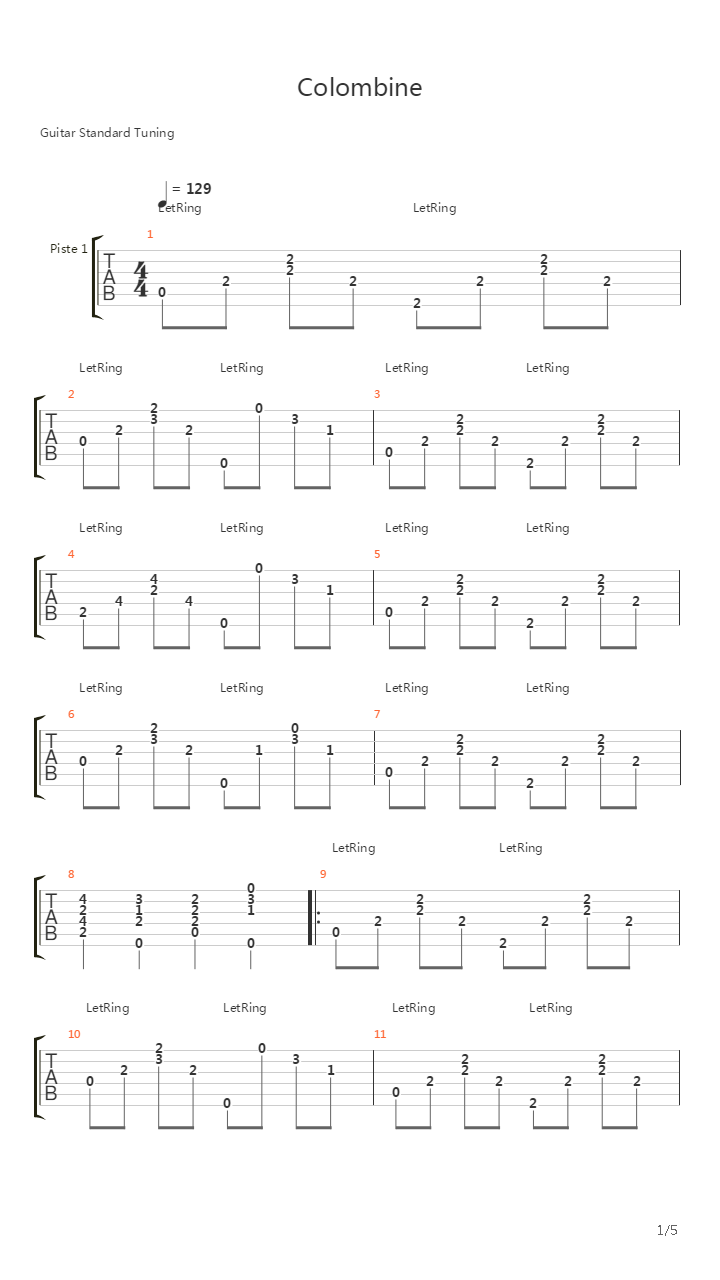 Colombine吉他谱