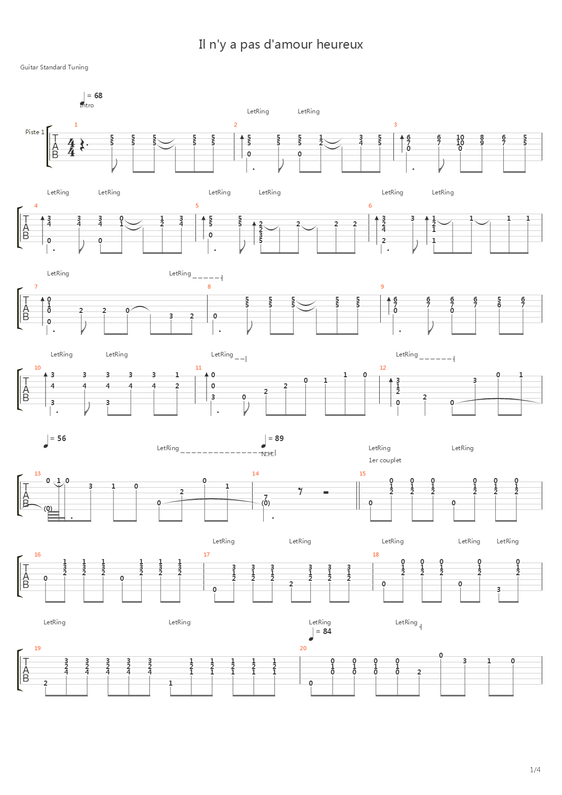 Il Ny A Pas Damour Heureux吉他谱