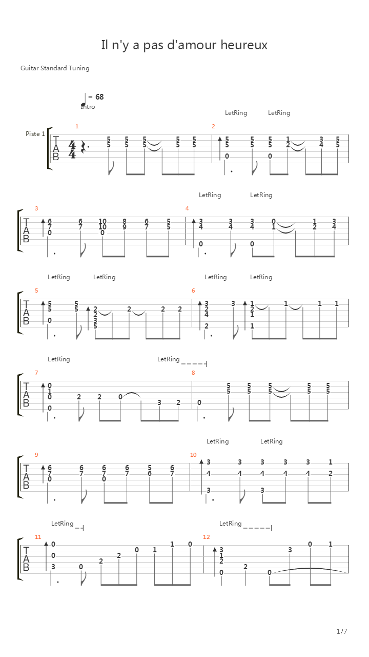 Il Ny A Pas Damour Heureux吉他谱