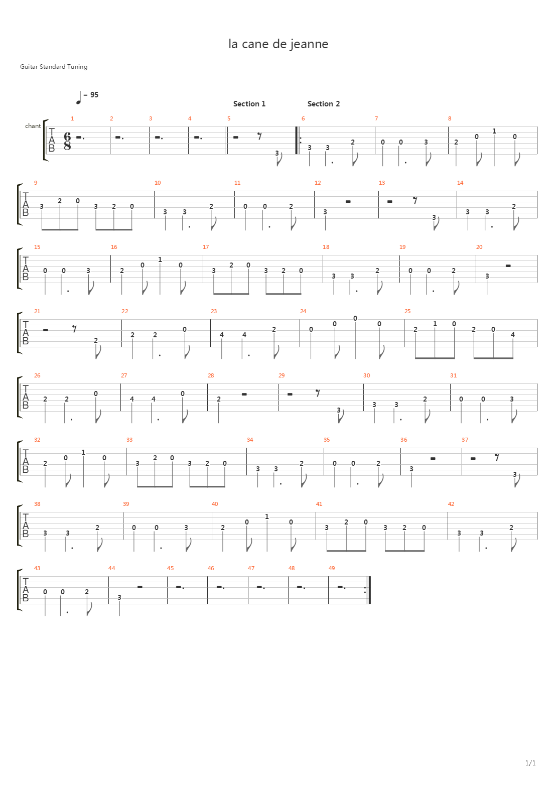 La Canne De Jeanne吉他谱