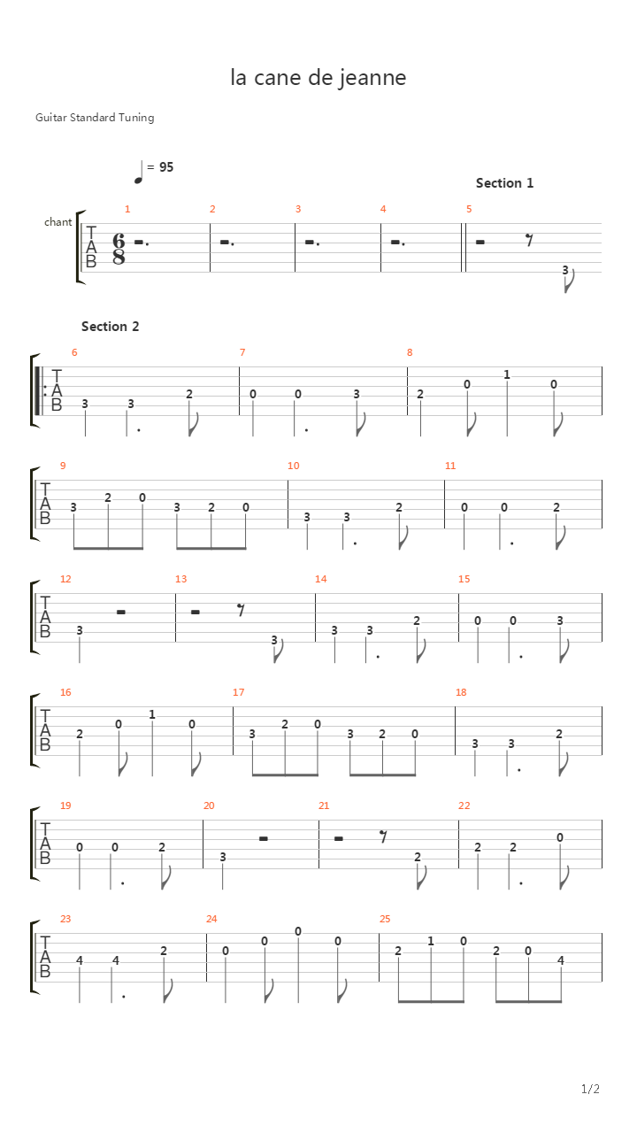 La Canne De Jeanne吉他谱