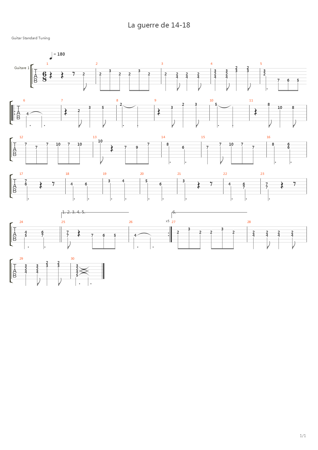 La Guerre De 14-18吉他谱