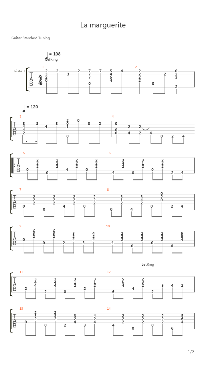 La Marguerite吉他谱