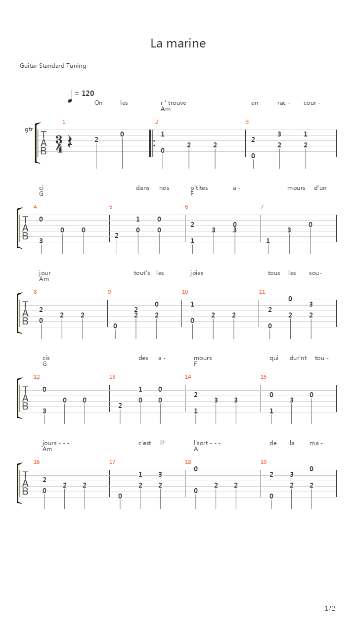 La Marine吉他谱