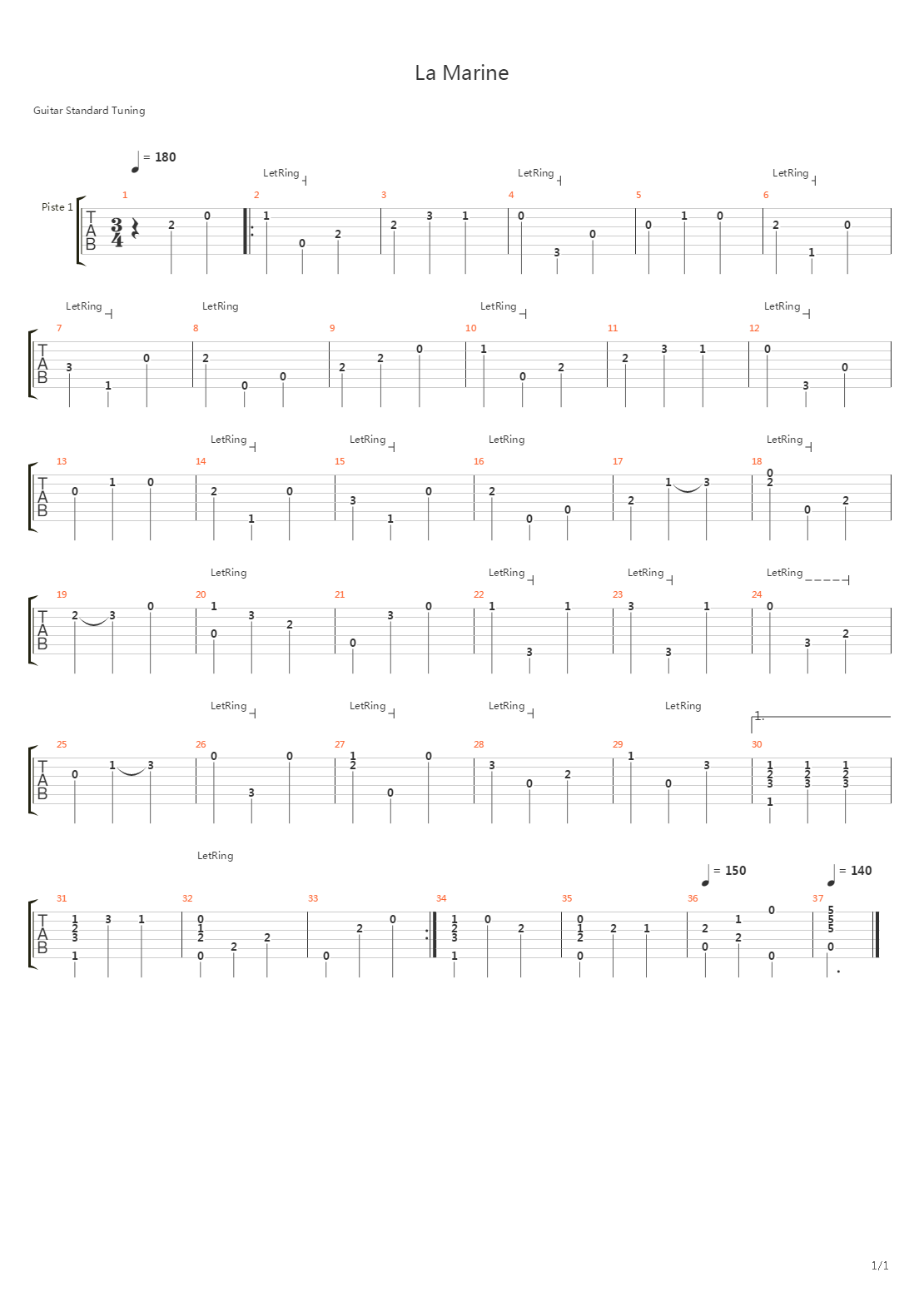 La Marine吉他谱