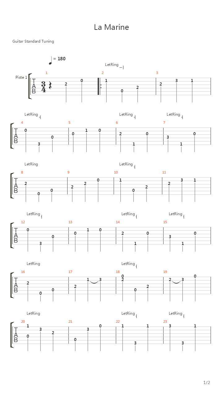 La Marine吉他谱