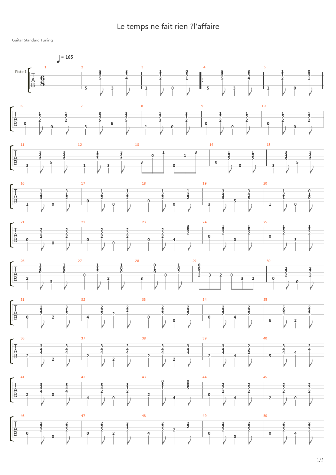 Le Temps Ne Fait Rien Laffaire吉他谱