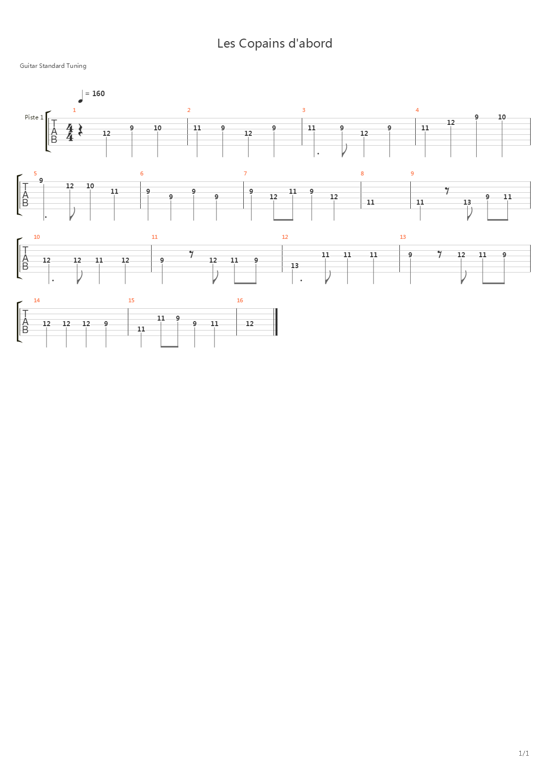 Les Copians Dabord Melodie吉他谱