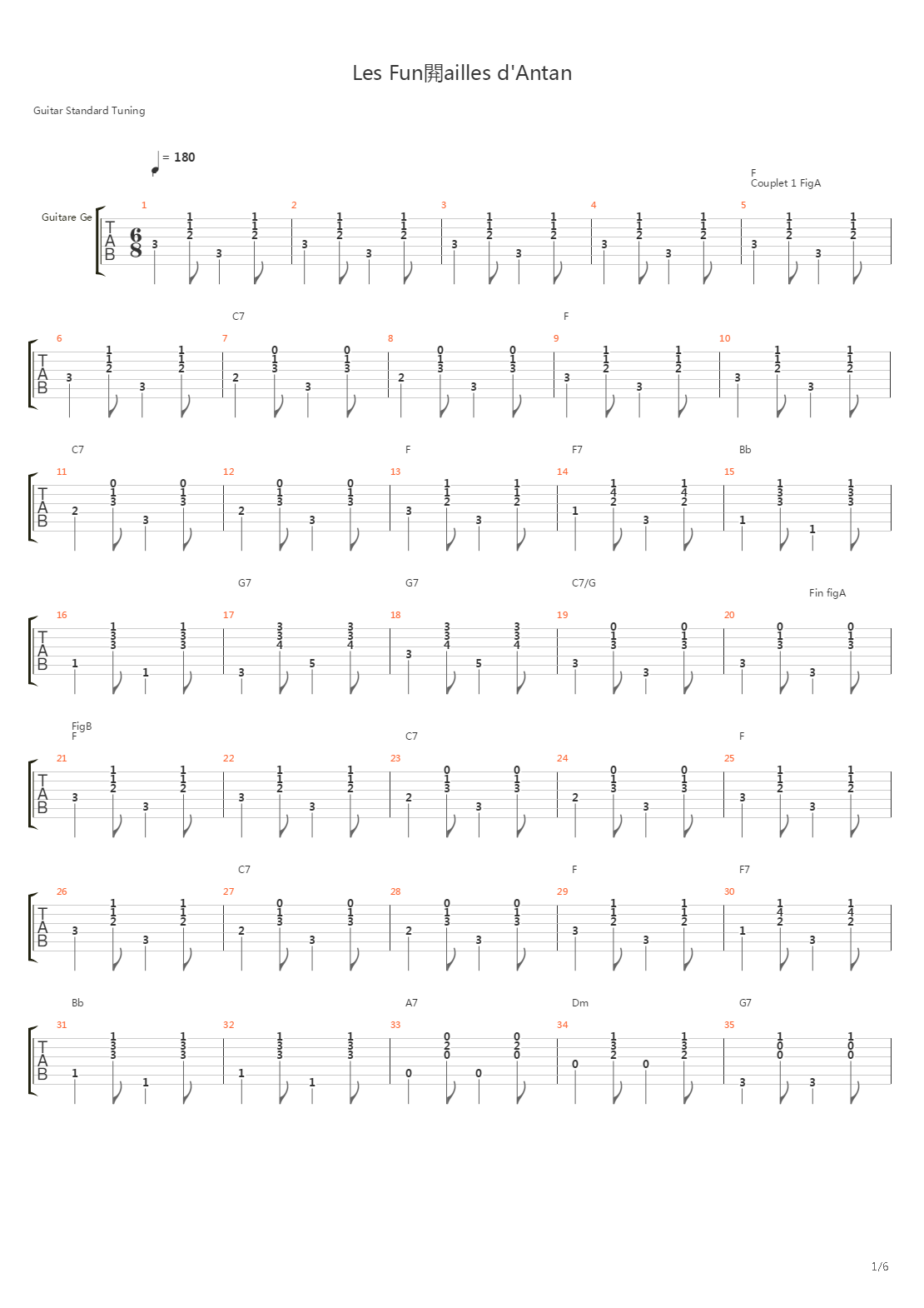 Les Funrailles Dantan吉他谱