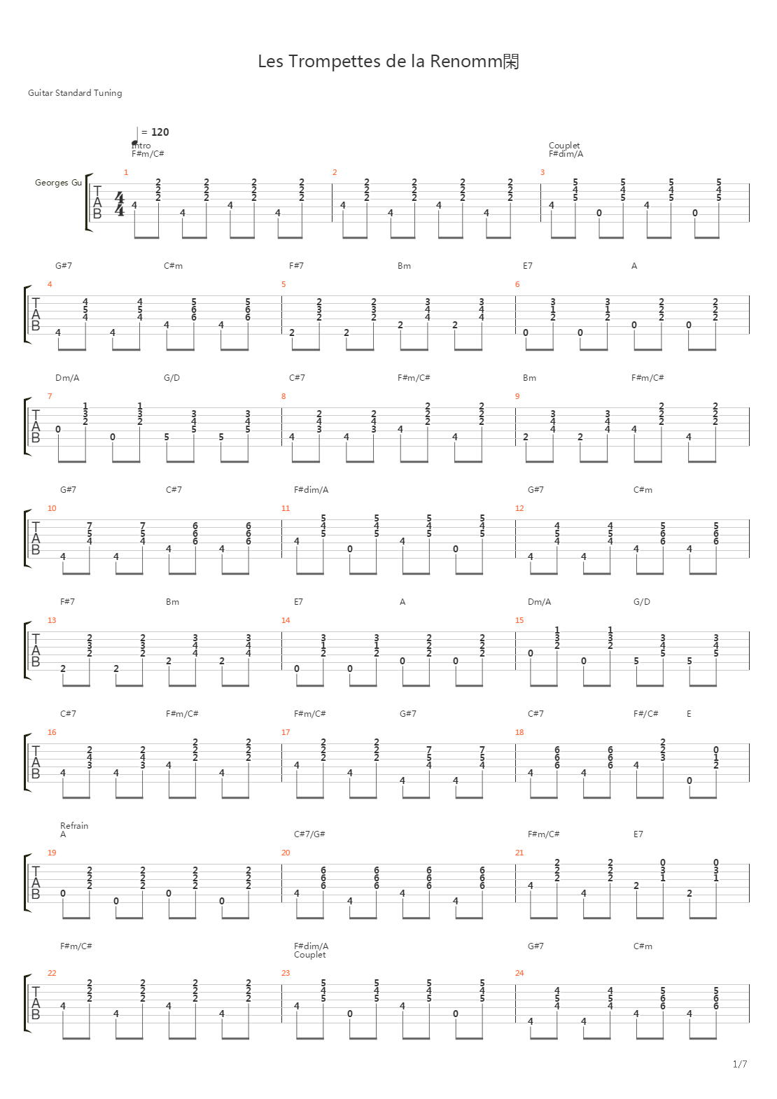 Les Trompettes De La Renomme吉他谱