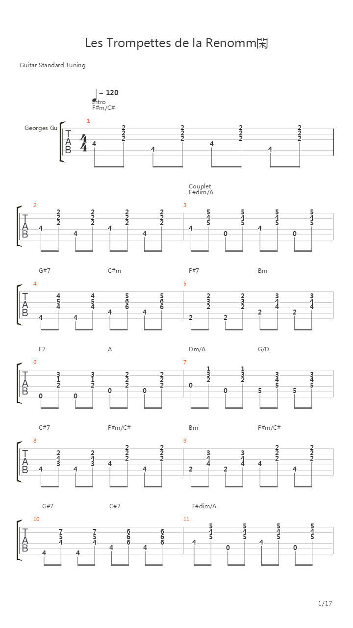 Les Trompettes De La Renomme吉他谱