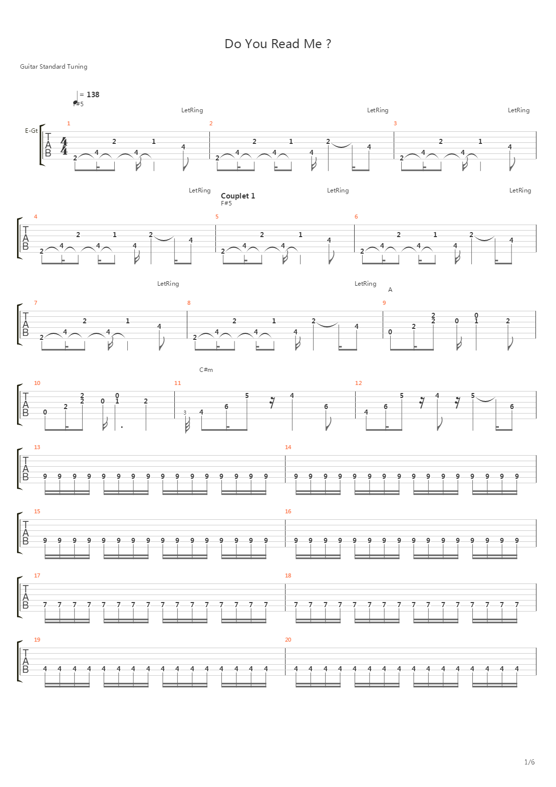 Do You Read Me吉他谱