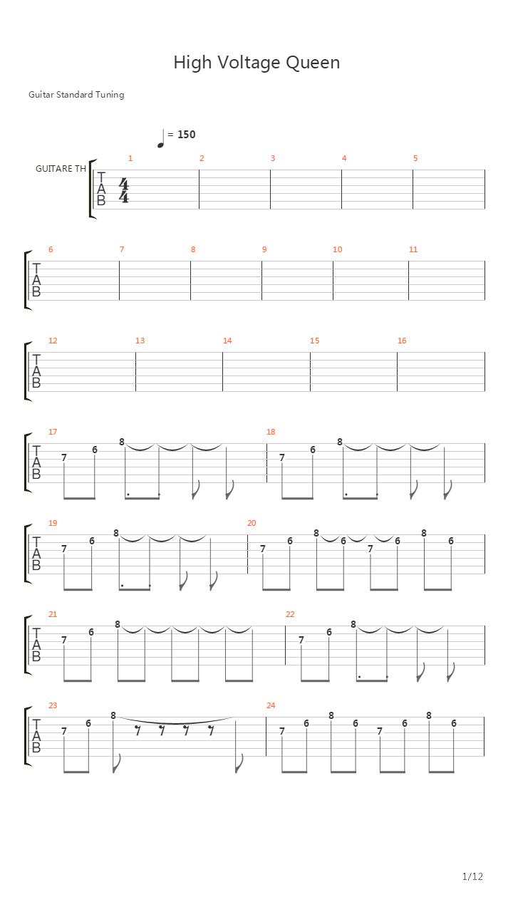 High Voltage Queen吉他谱