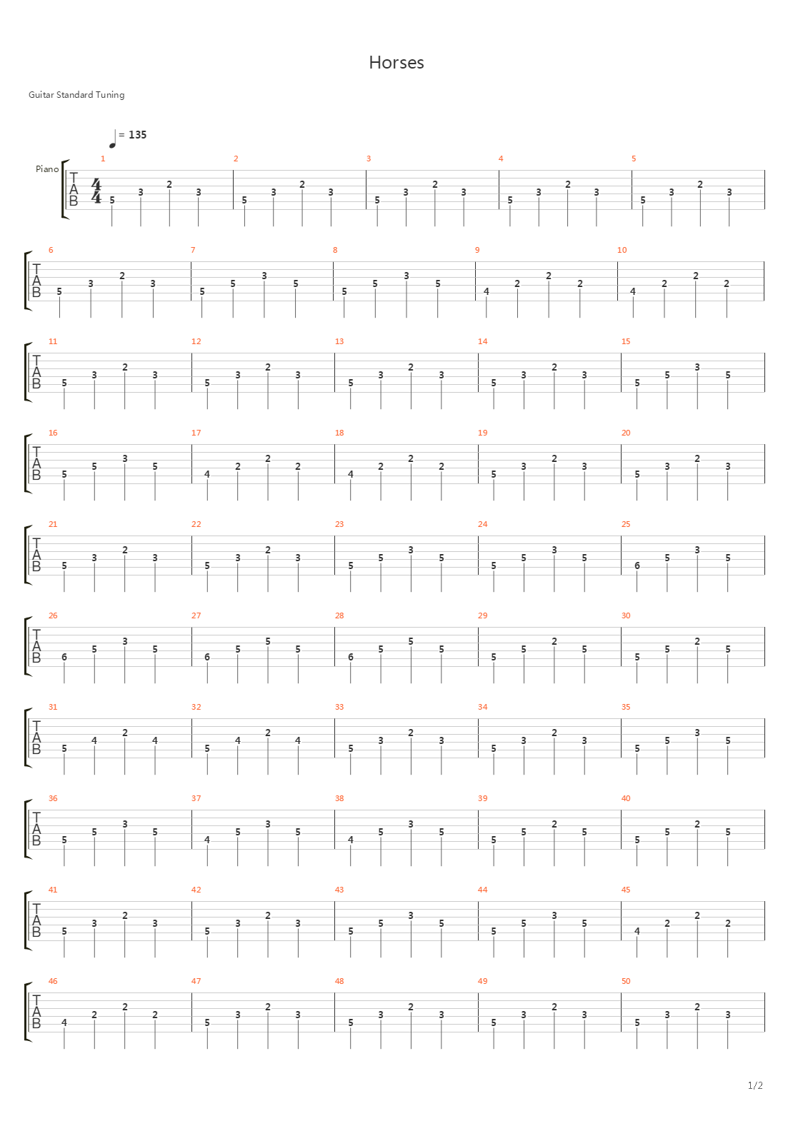 Horses吉他谱