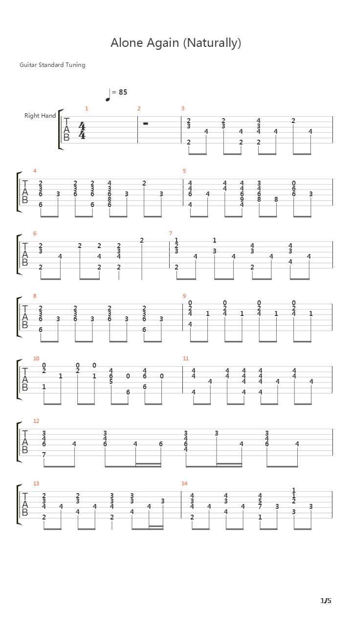Alone Again (Naturally)吉他谱