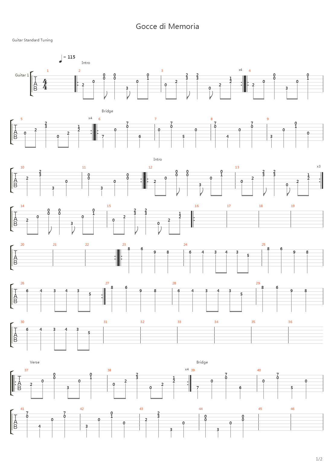 Goccie Di Memoria吉他谱