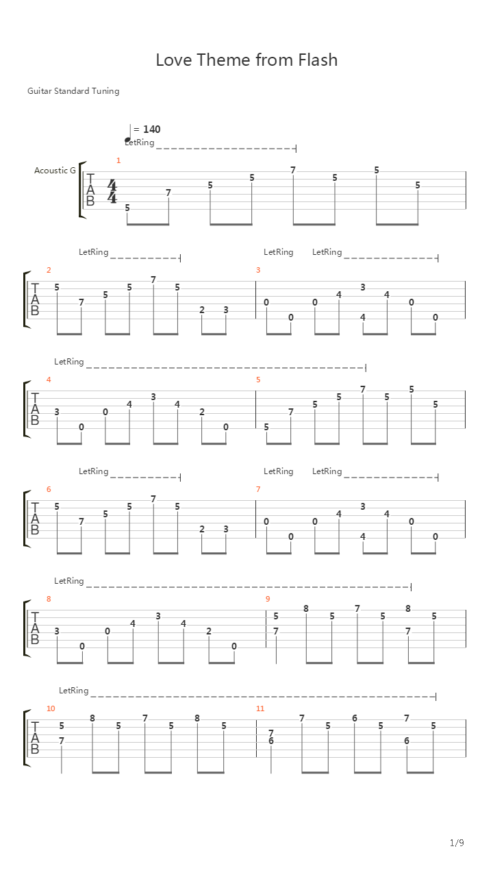 Love Theme From Flashdance吉他谱