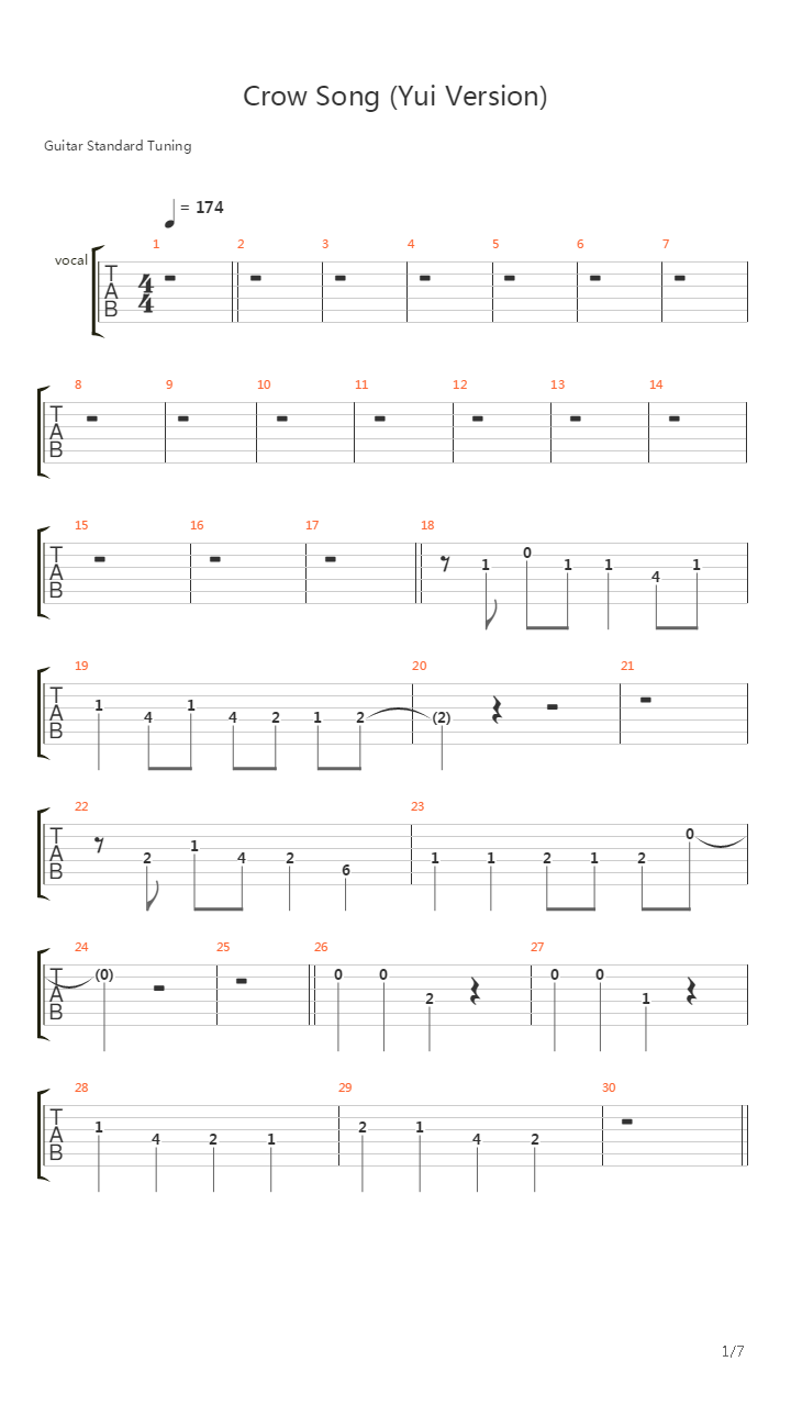 Crow Song吉他谱