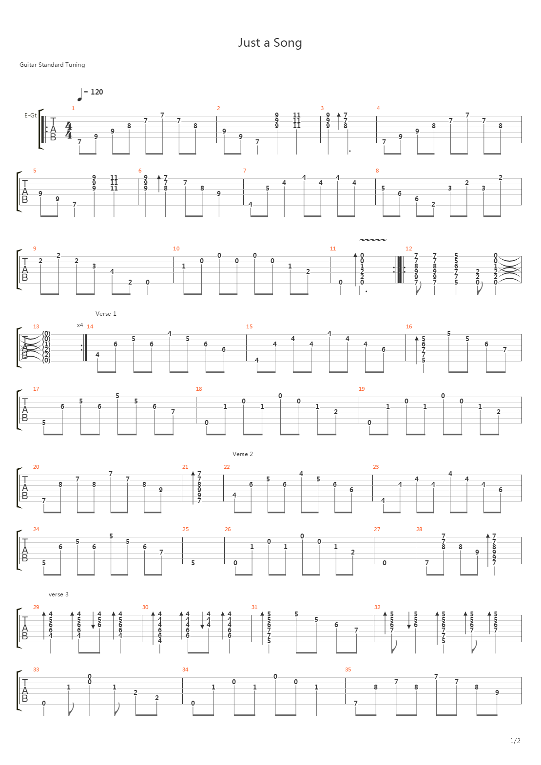 Just A Song吉他谱