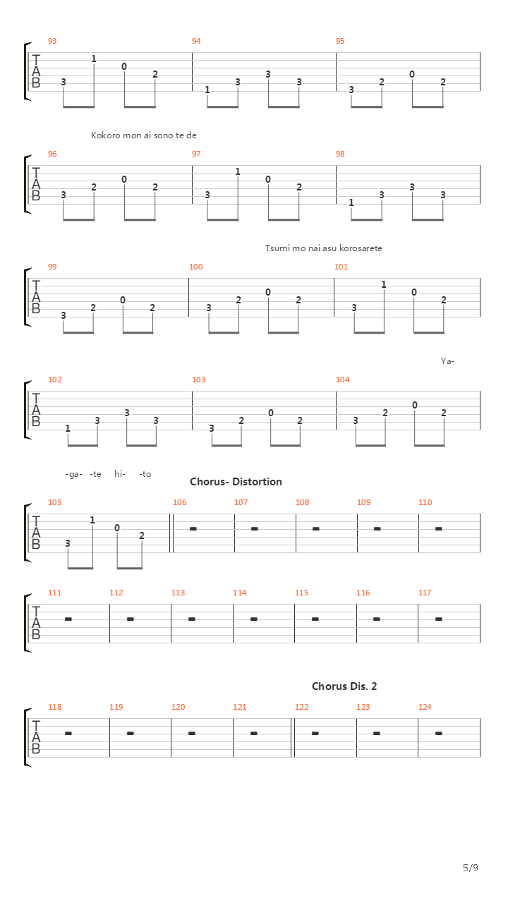 Kowarete Iku Sekai吉他谱