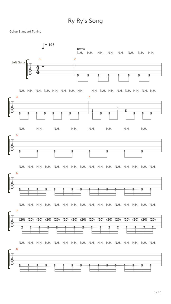 Ry Rys Song吉他谱