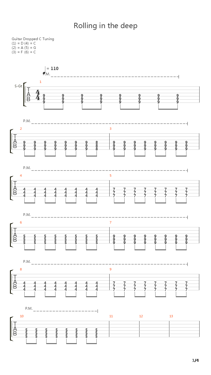 Rolling In The Deep吉他谱