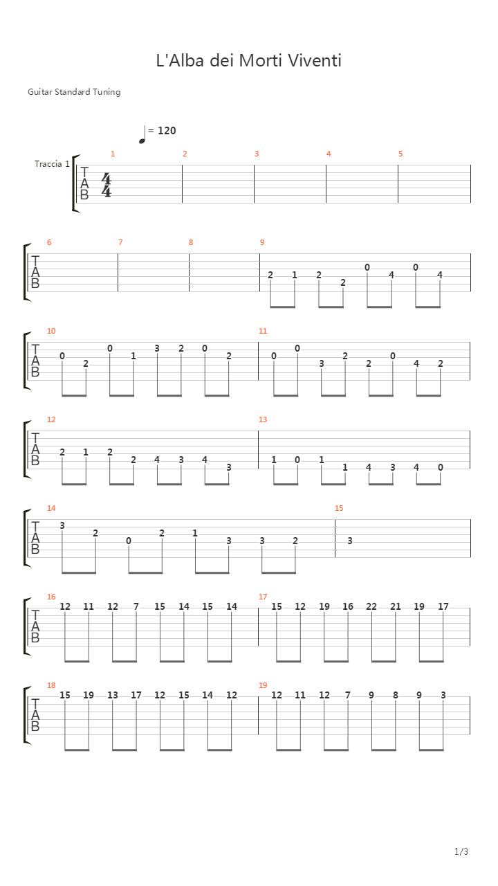 Lalba Dei Morti Viventi吉他谱