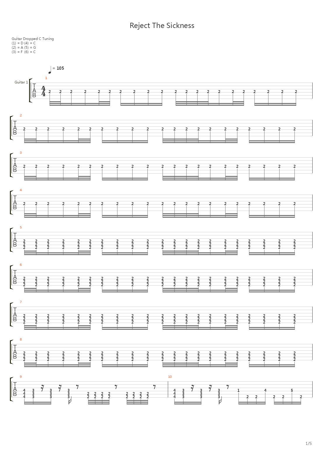 Reject The Sickness吉他谱