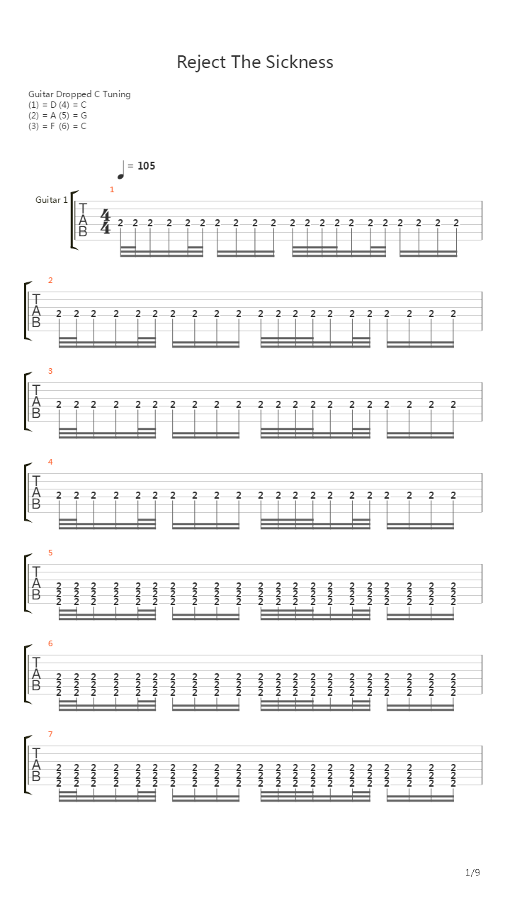 Reject The Sickness吉他谱