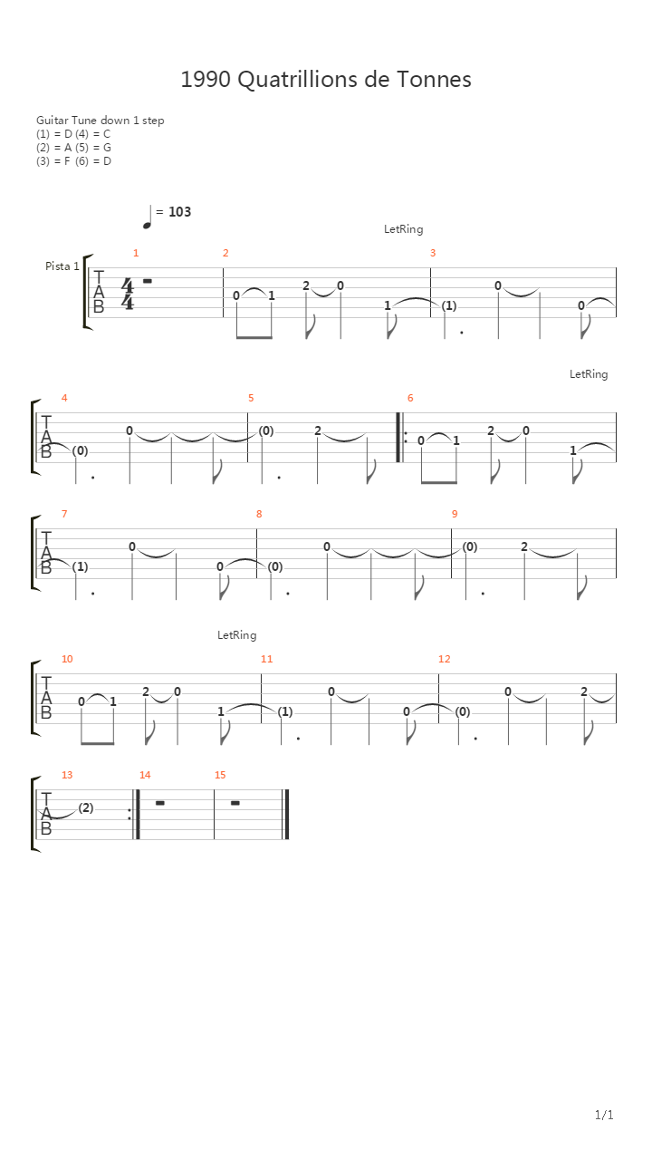 1990 Quatrillions De Tonnes吉他谱