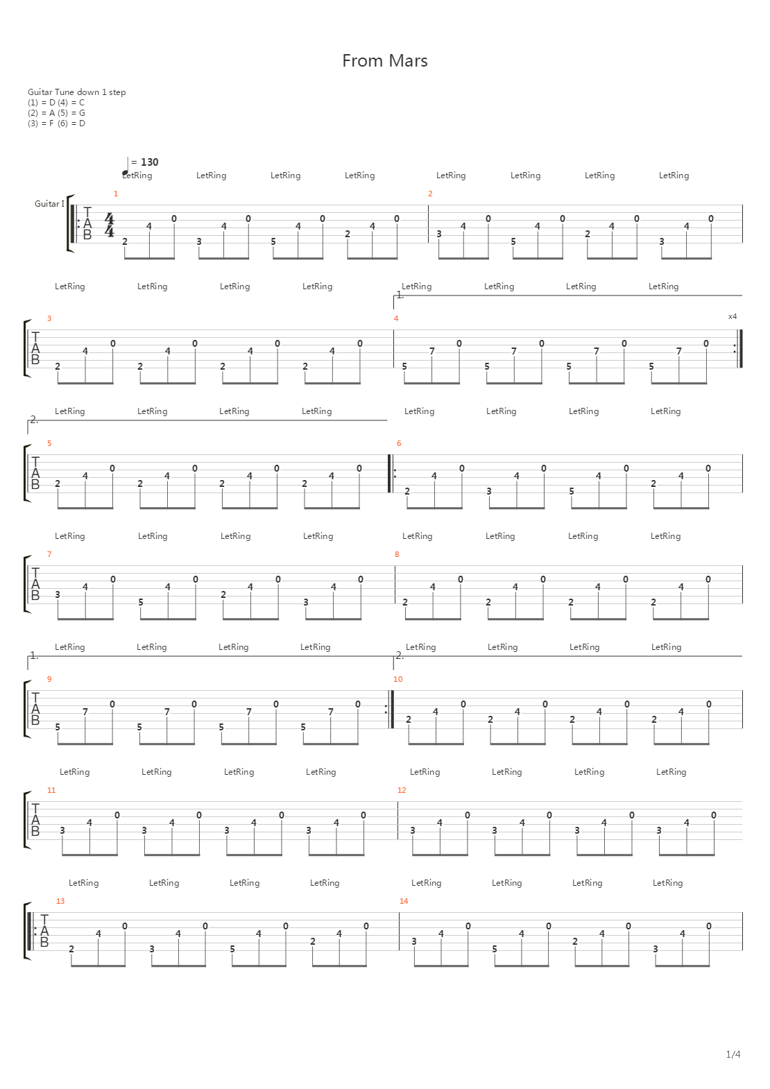 From Mars吉他谱