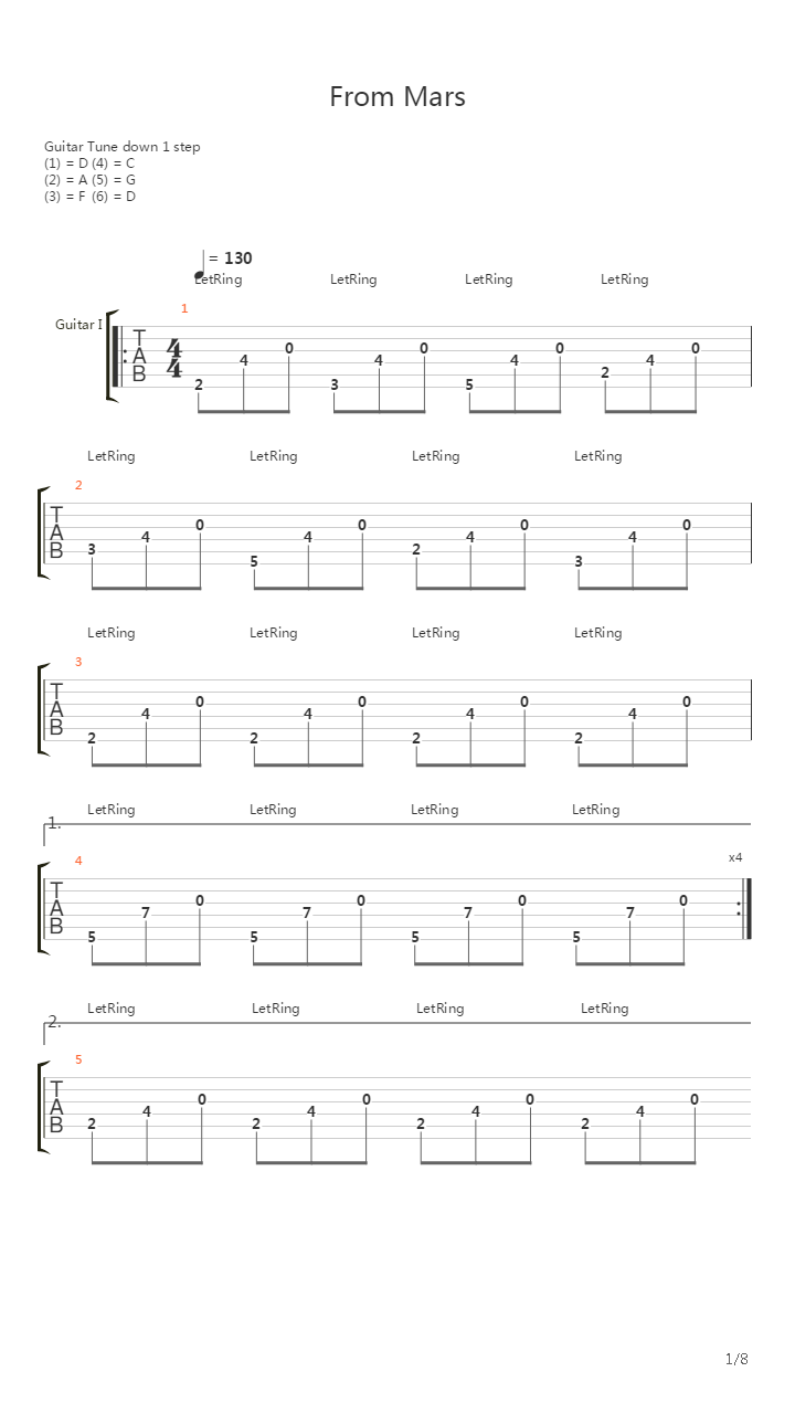 From Mars吉他谱
