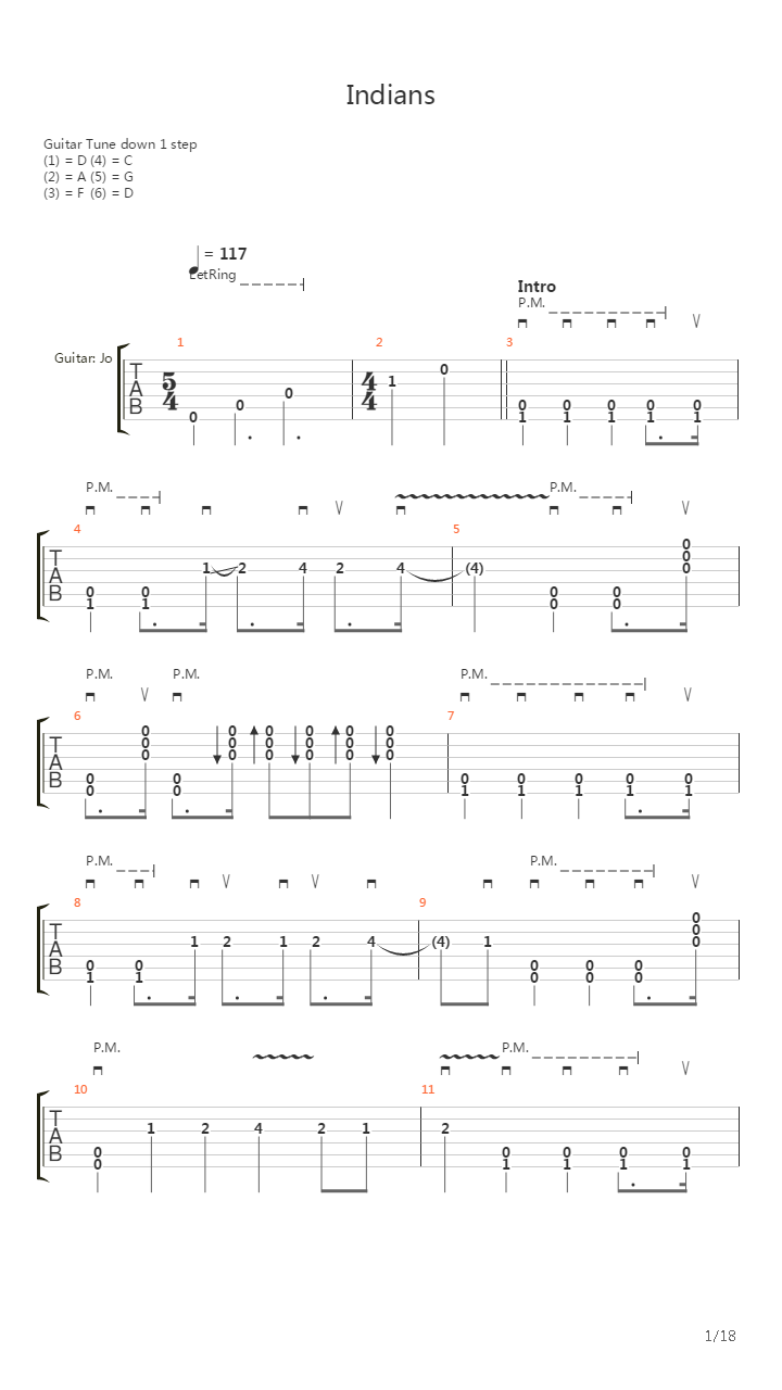 Indians吉他谱