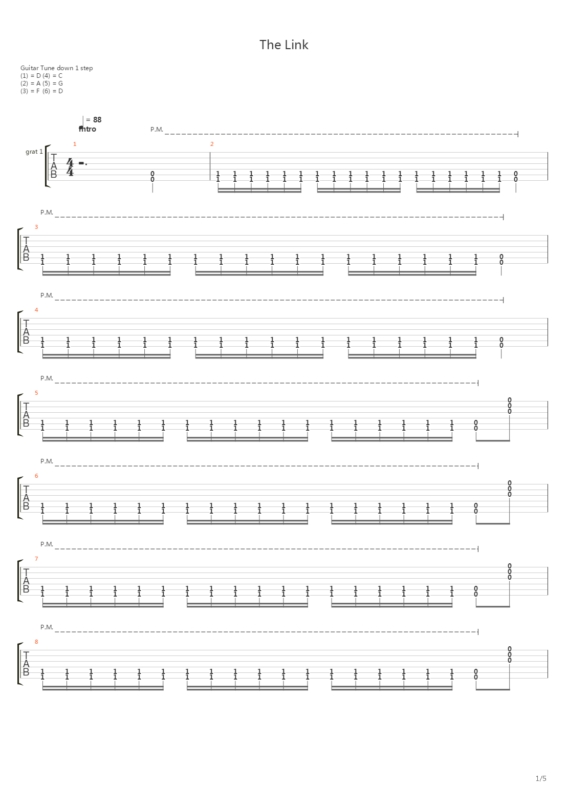 Link吉他谱